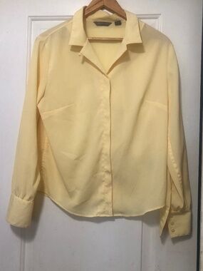 Investments yellow button down blouse, 12